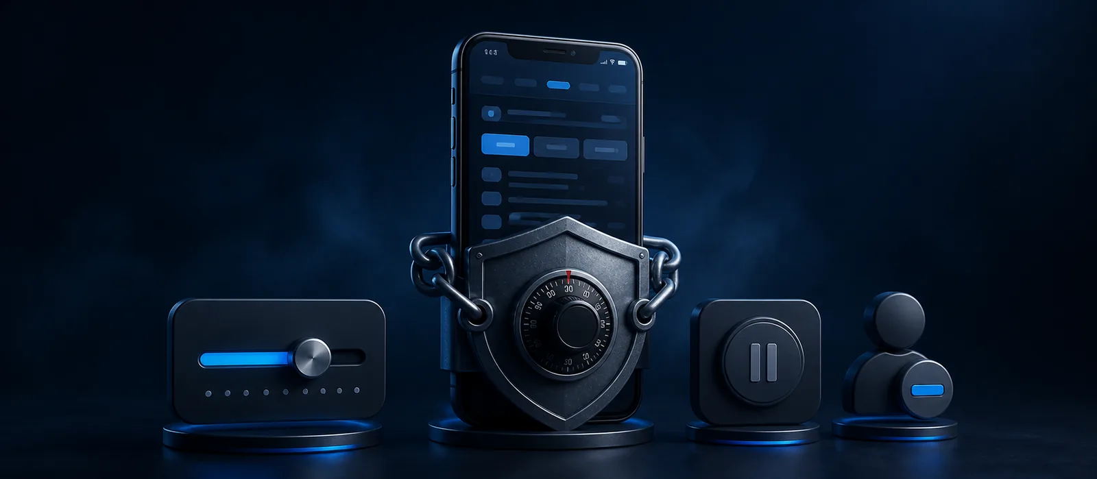 A mobile gambling account protected by limit, pause, and time-lock controls