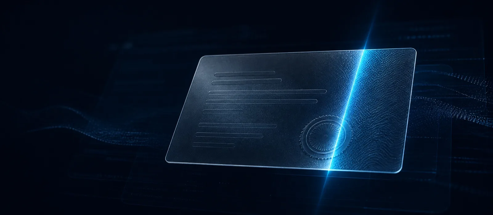 A glass authorization document being scanned against a digital register