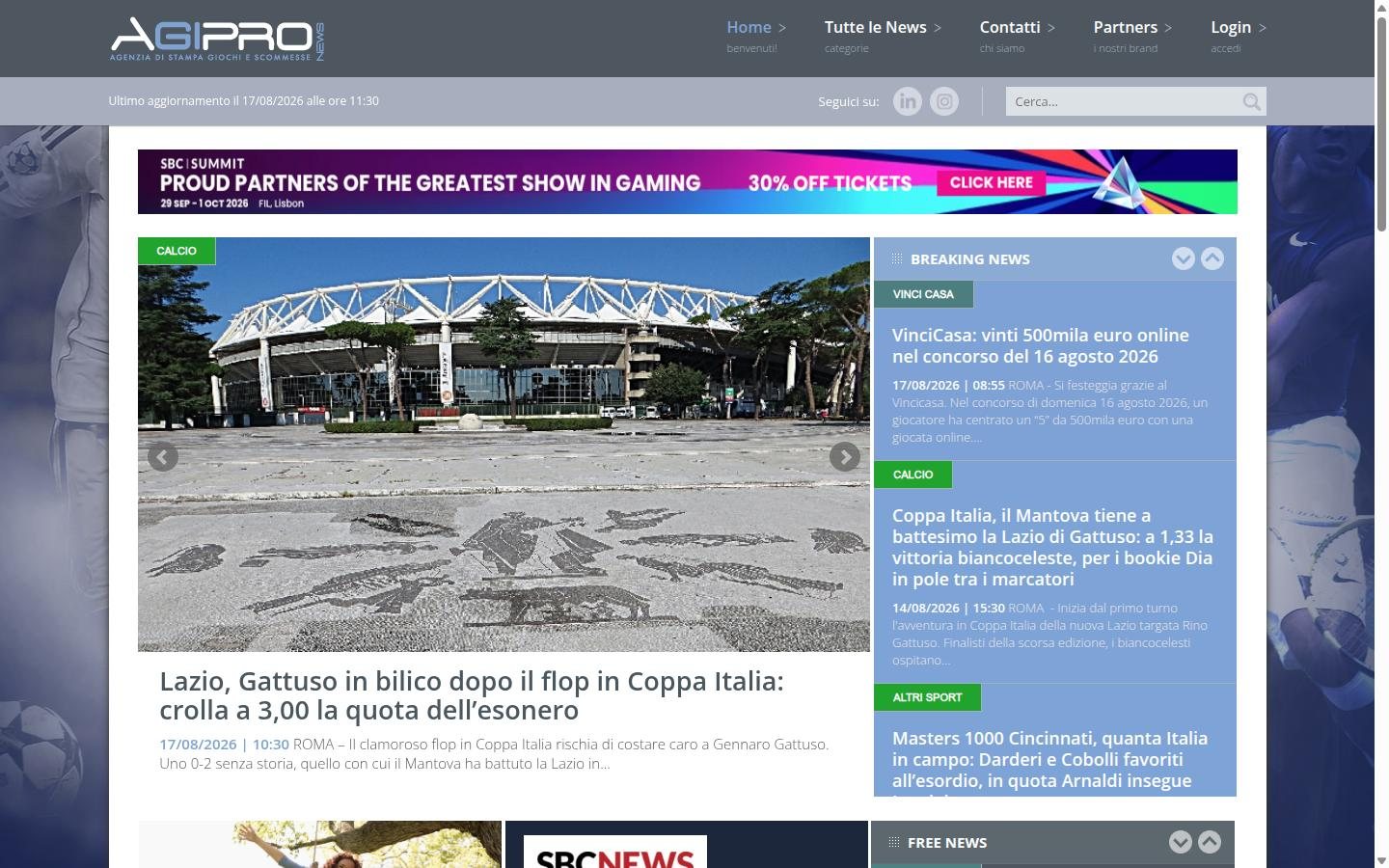 AgiproNews homepage screenshot