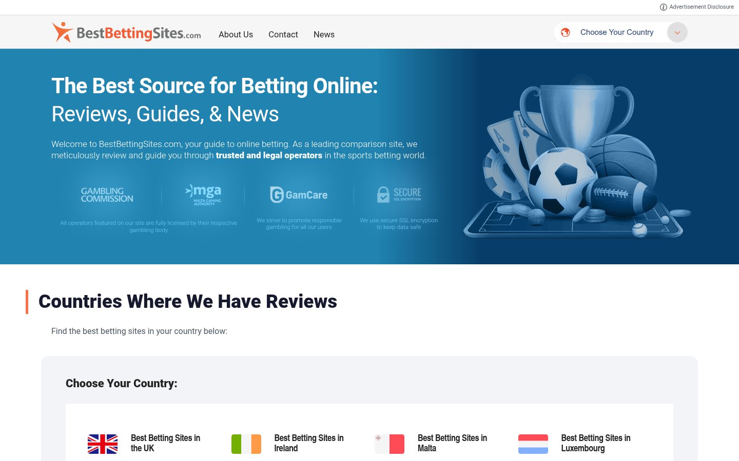 Best Betting Sites homepage screenshot