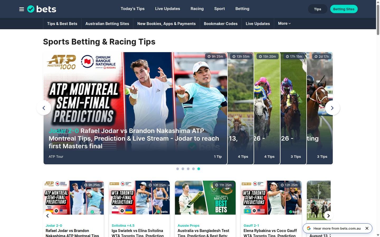Bets.com.au homepage screenshot