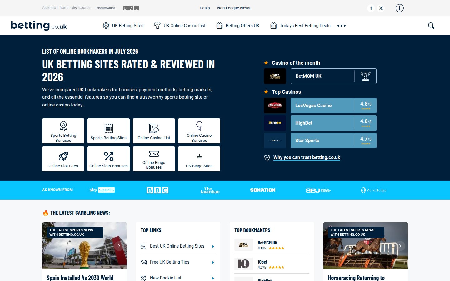 Betting.co.uk homepage screenshot