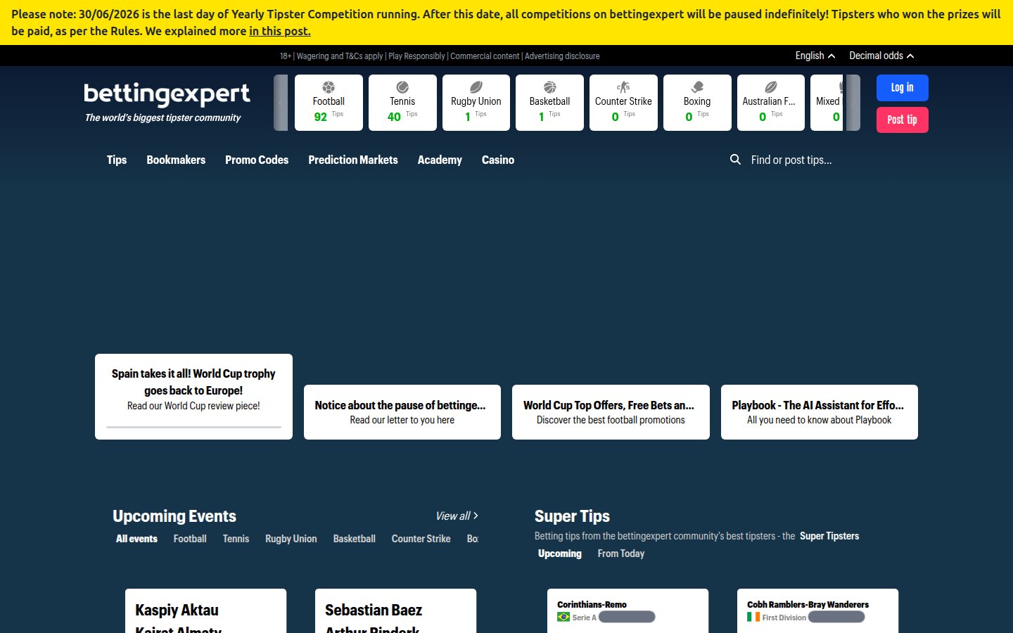 Betting Expert homepage screenshot