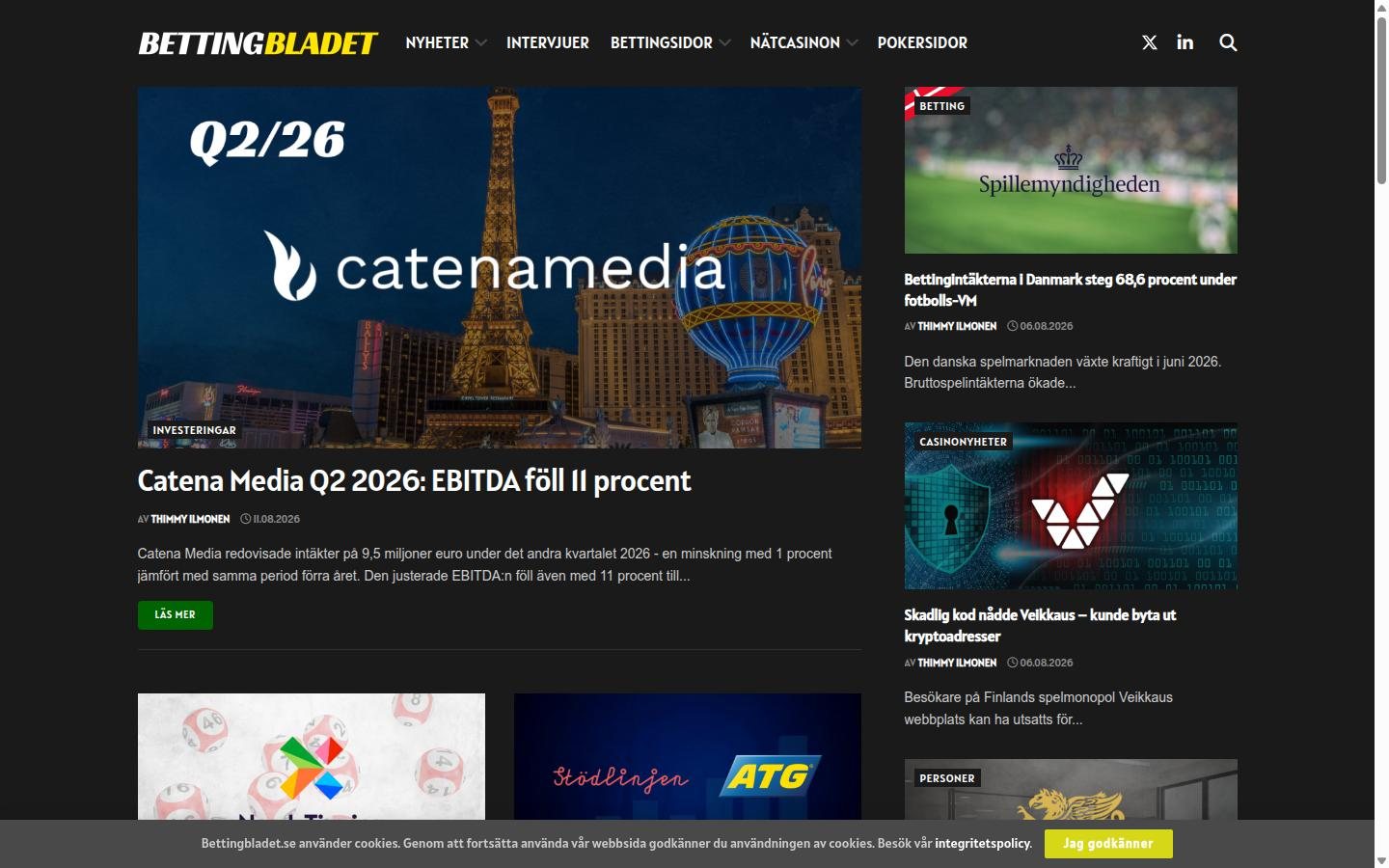 Bettingbladet homepage screenshot