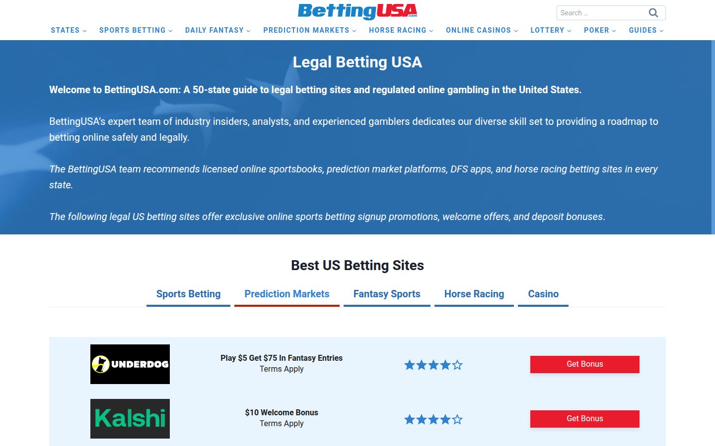 BettingUSA homepage screenshot