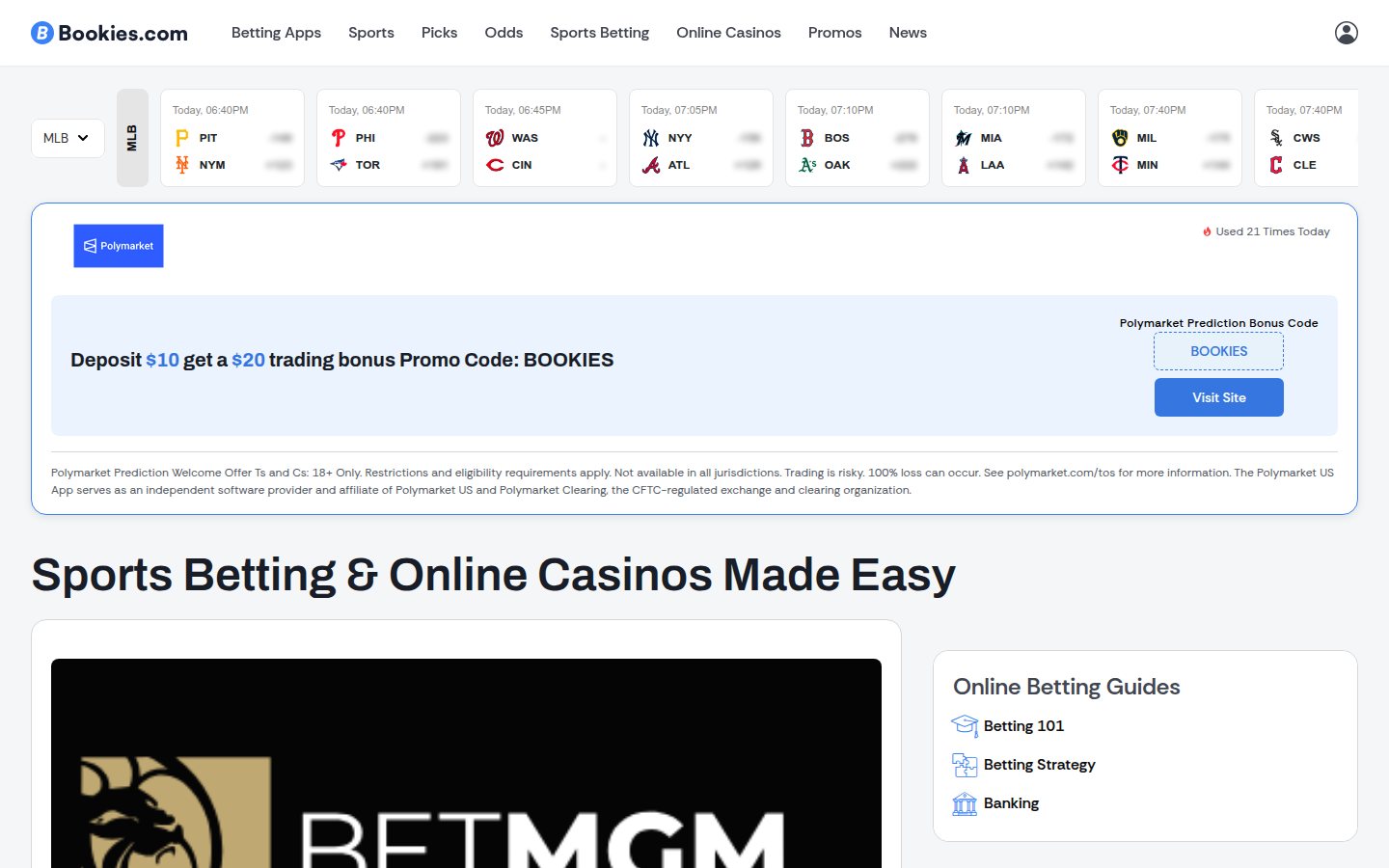 Bookies.com homepage screenshot