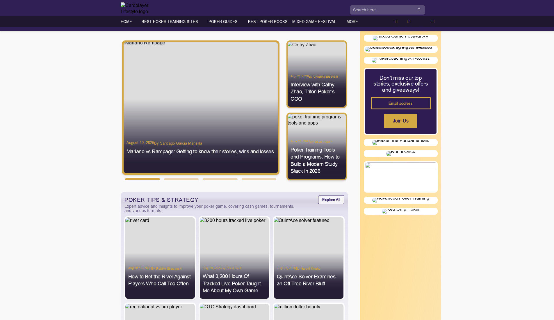 Cardplayer Lifestyle homepage screenshot