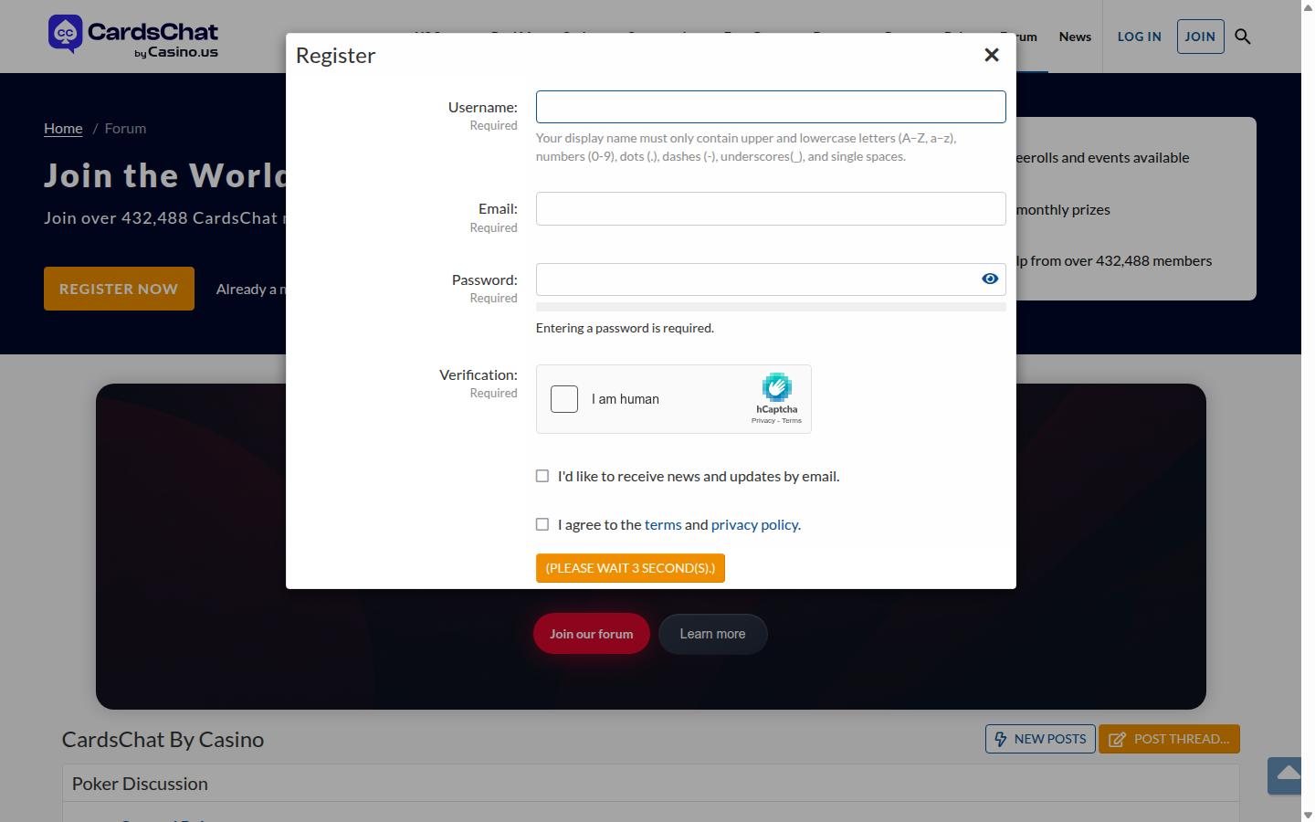 CardsChat homepage screenshot