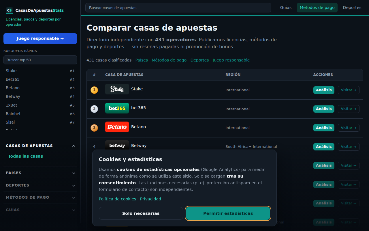 Screenshot of CasasDeApuestasStats