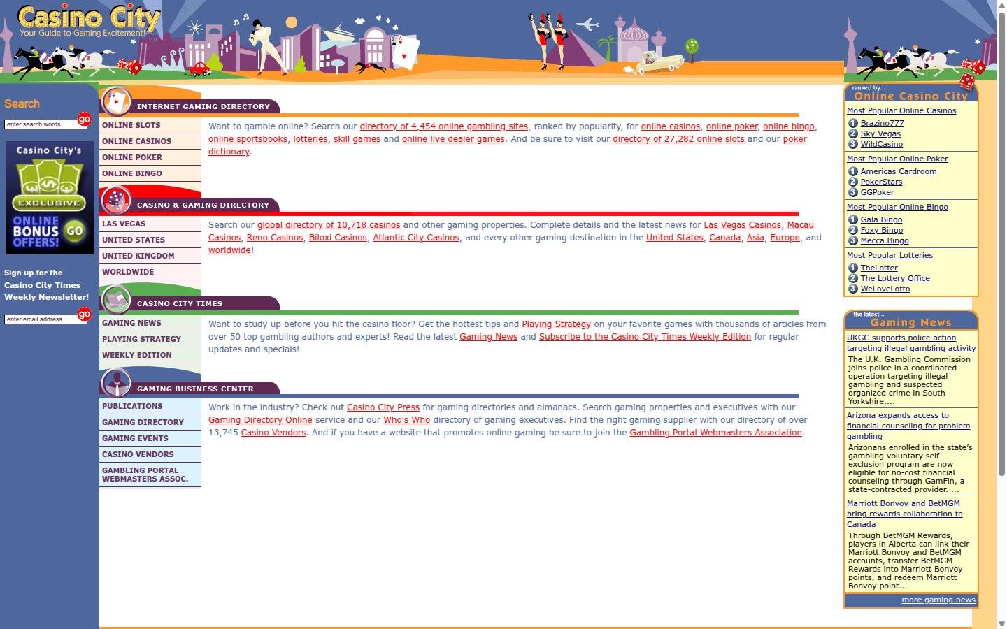 Casino City homepage screenshot