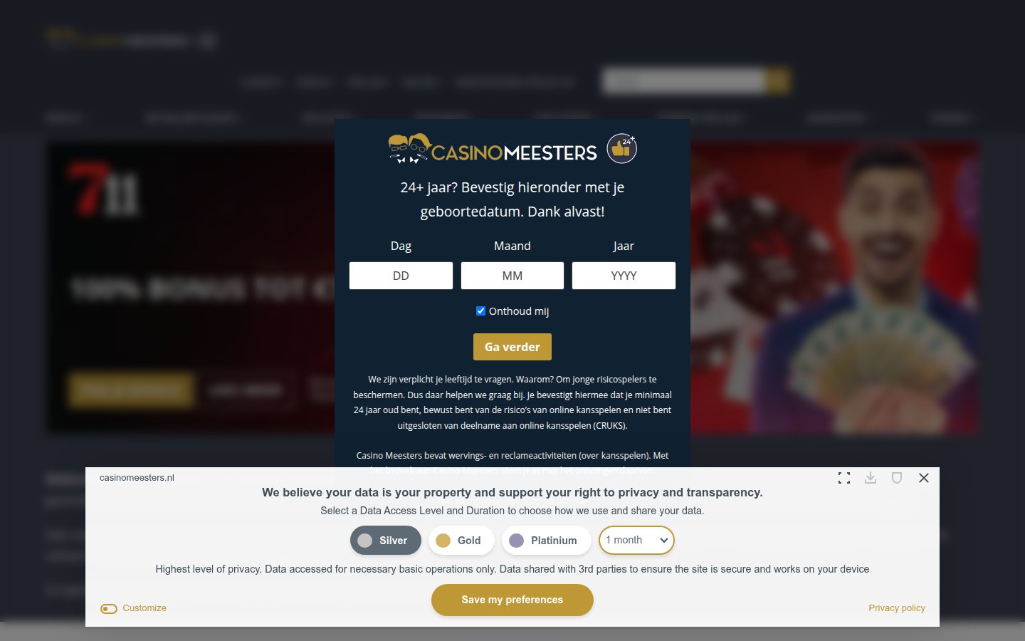 Casino Meesters homepage screenshot