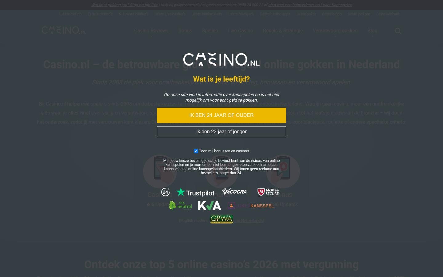 Casino.nl homepage screenshot