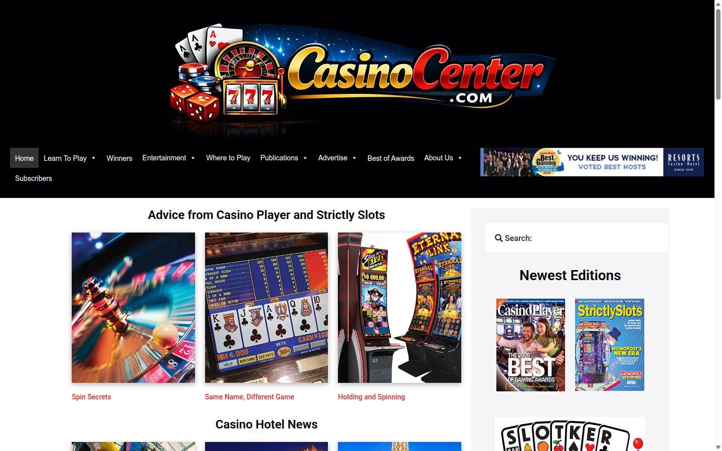 Casino Player homepage screenshot