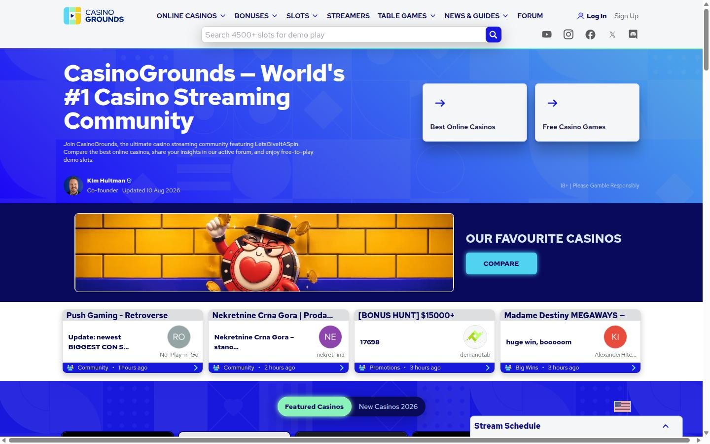 CasinoGrounds homepage screenshot