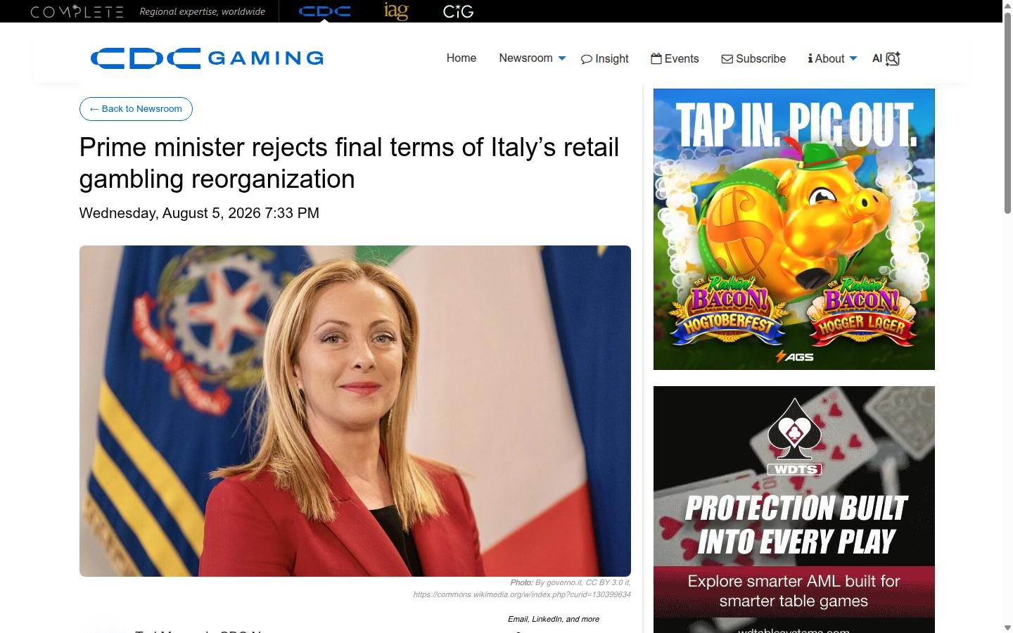 CDC Gaming homepage screenshot
