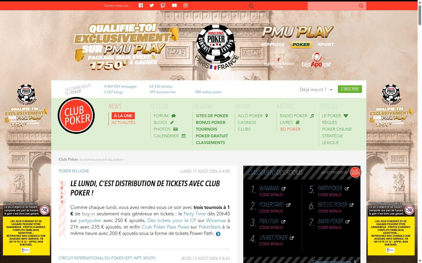 Club Poker homepage screenshot