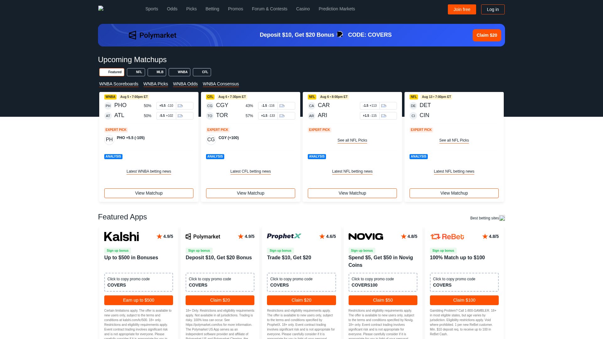 Covers homepage screenshot