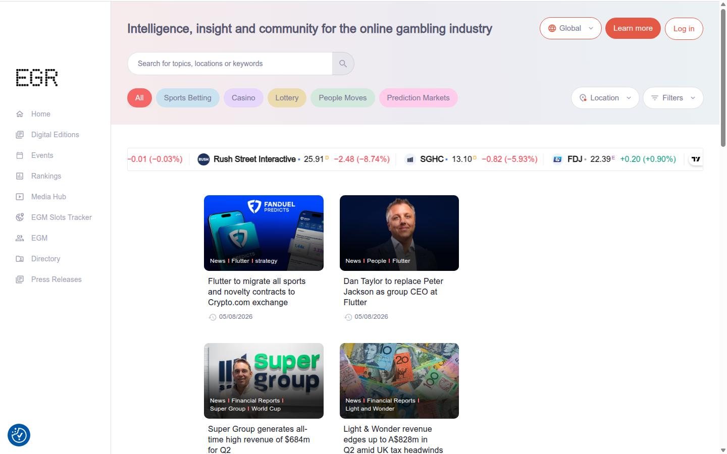 EGR homepage screenshot