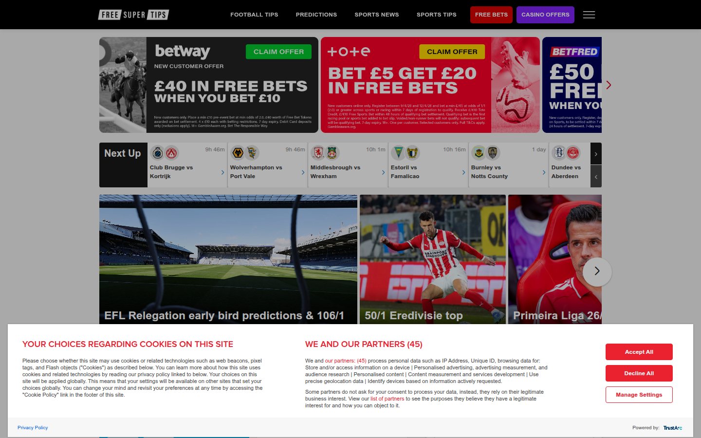 Free Super Tips homepage screenshot