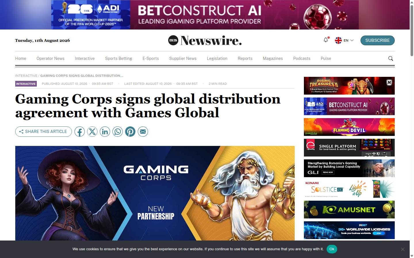 G3 Newswire homepage screenshot