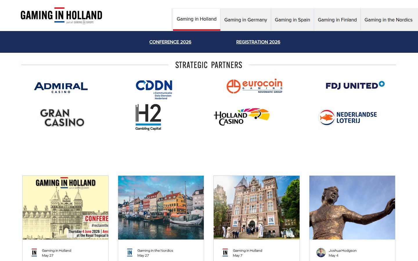 Gaming in Holland homepage screenshot