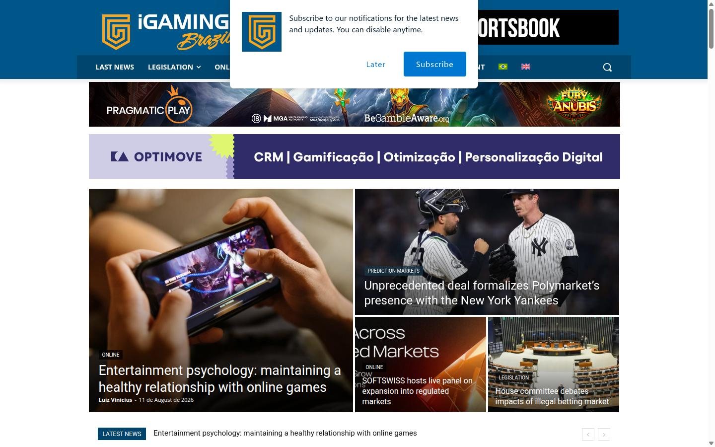 iGaming Brazil homepage screenshot