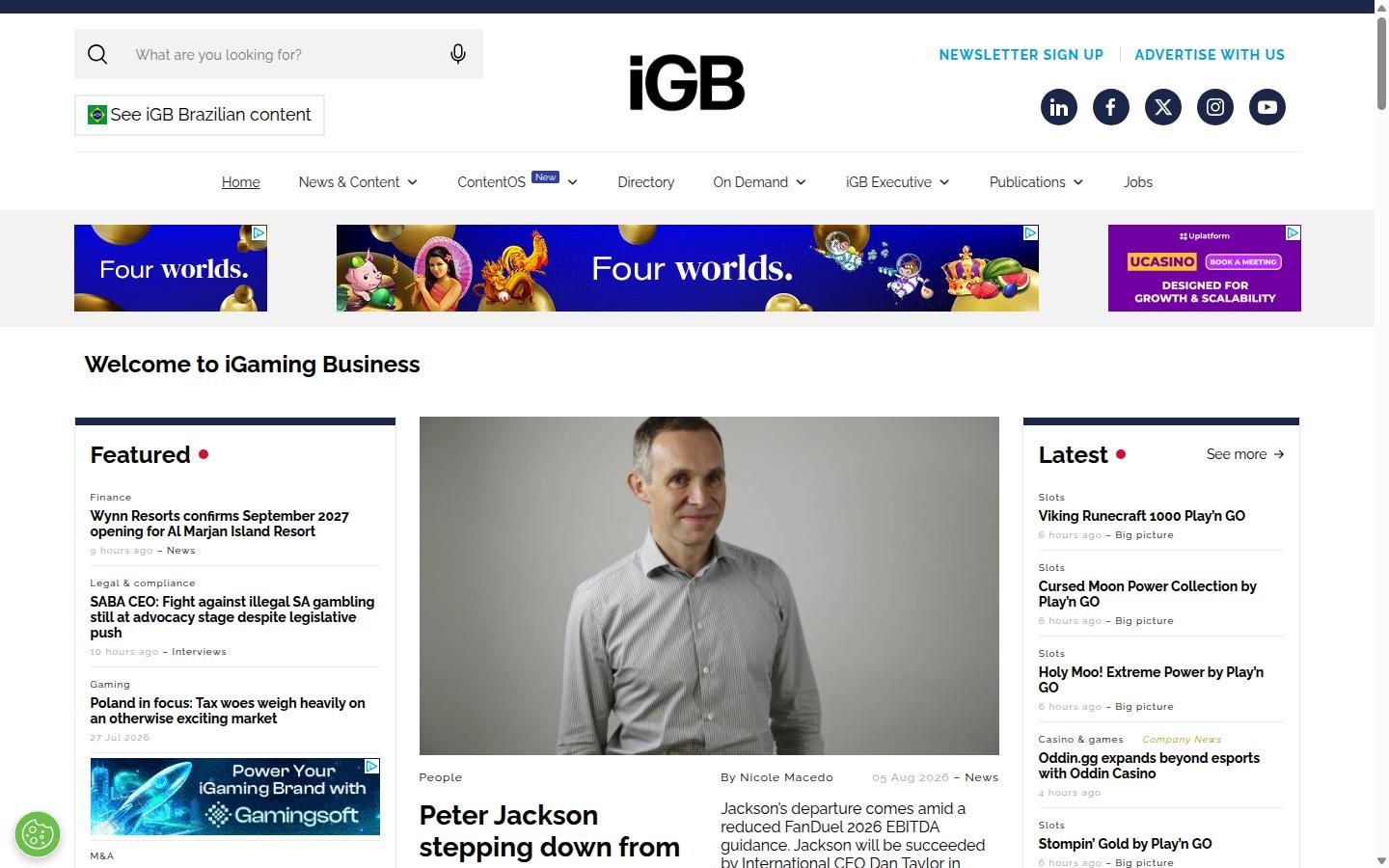 iGaming Business homepage screenshot