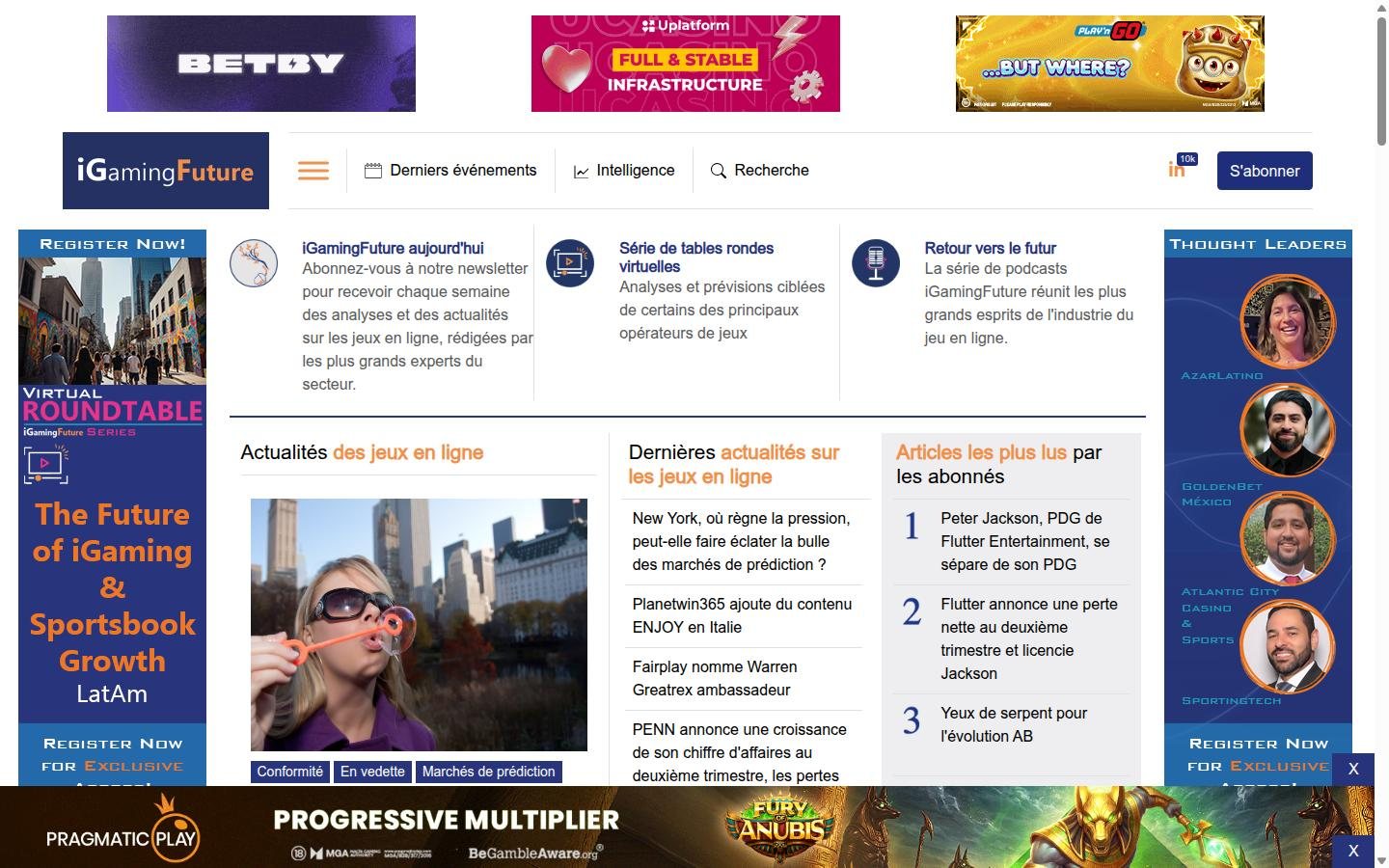 iGaming Future homepage screenshot