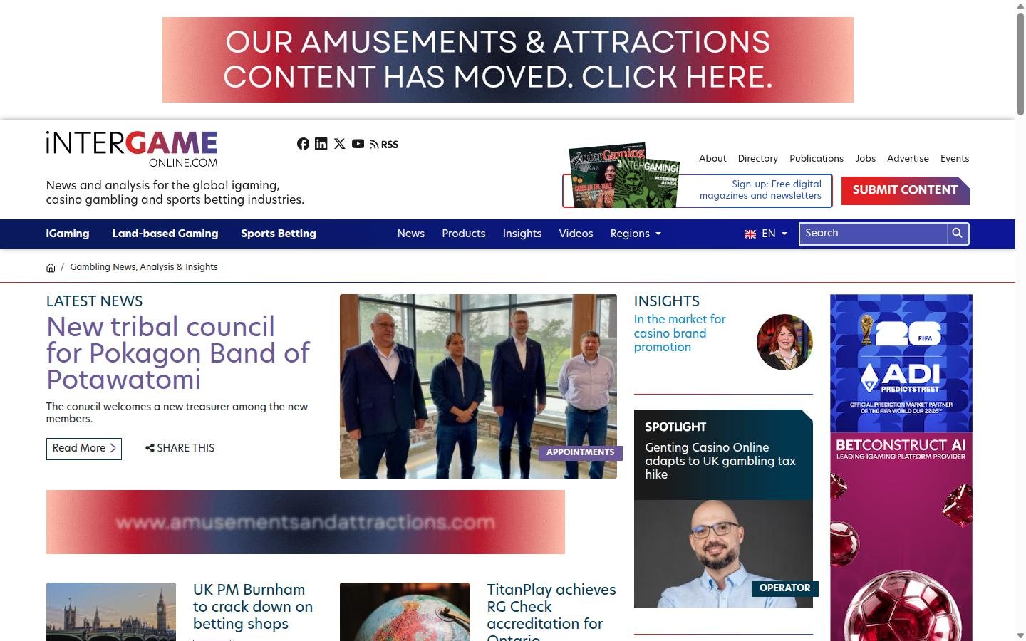 InterGame homepage screenshot