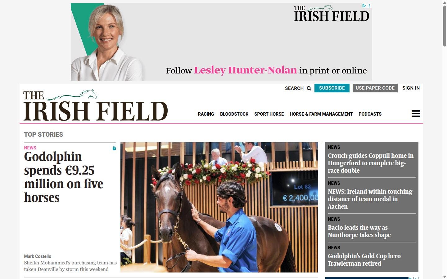 The Irish Field homepage screenshot