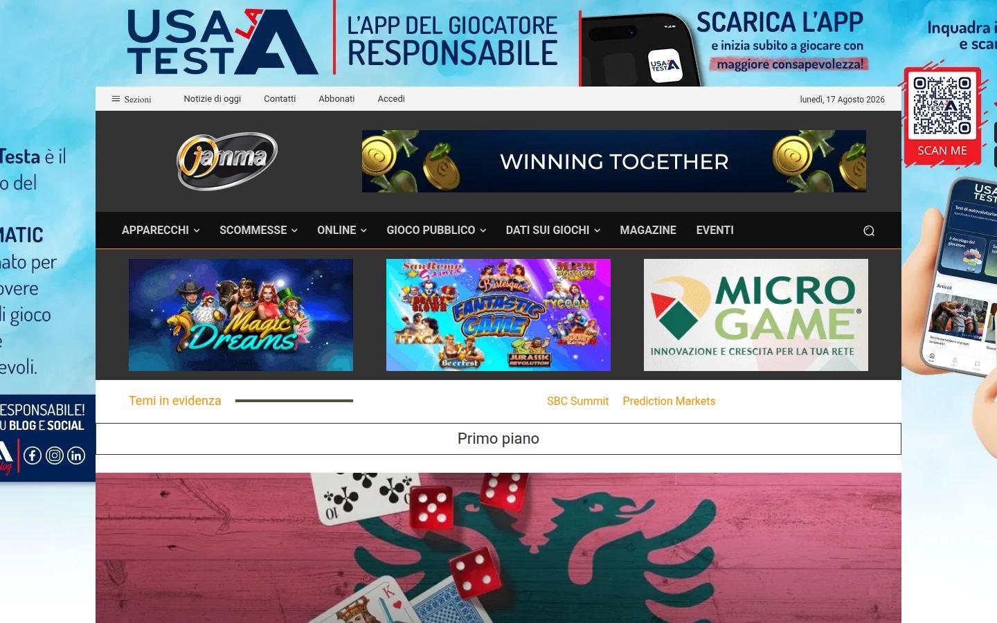 Jamma homepage screenshot