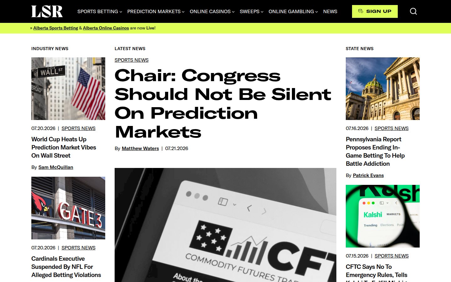 Legal Sports Report homepage screenshot