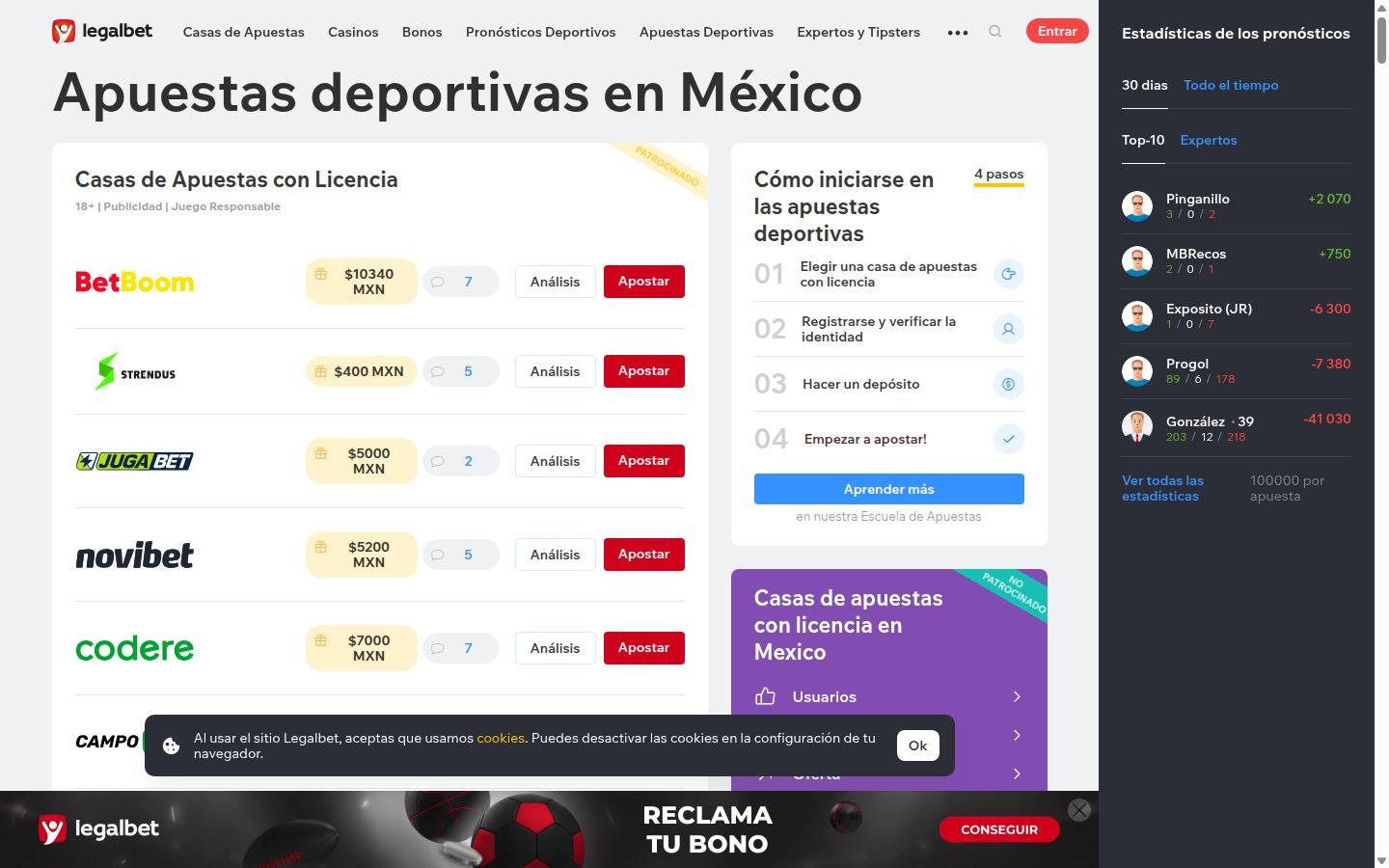 Legalbet México homepage screenshot