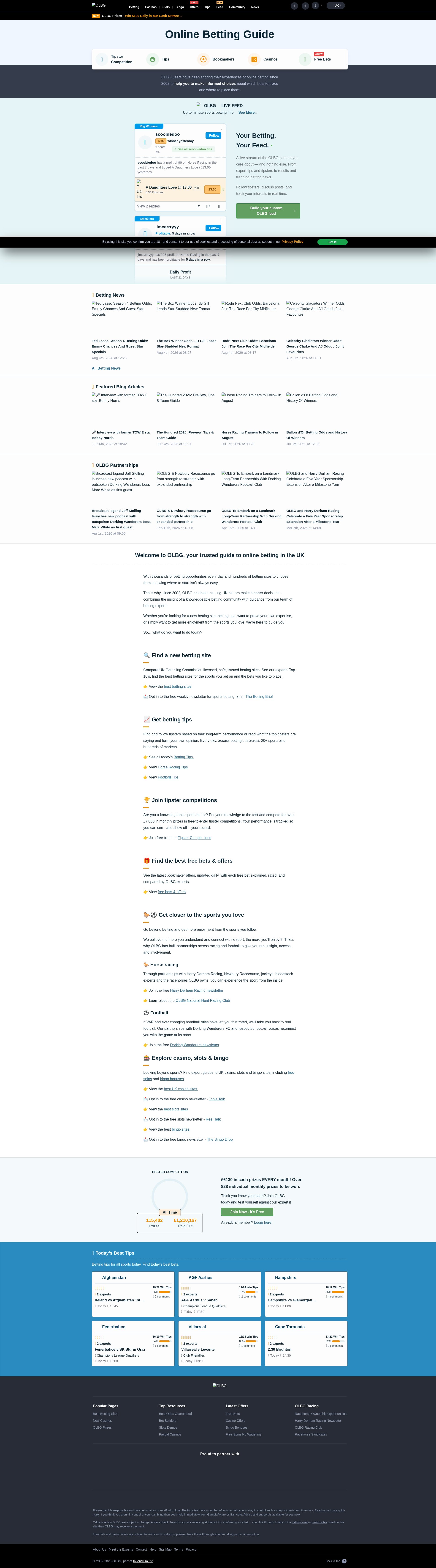 OLBG homepage screenshot