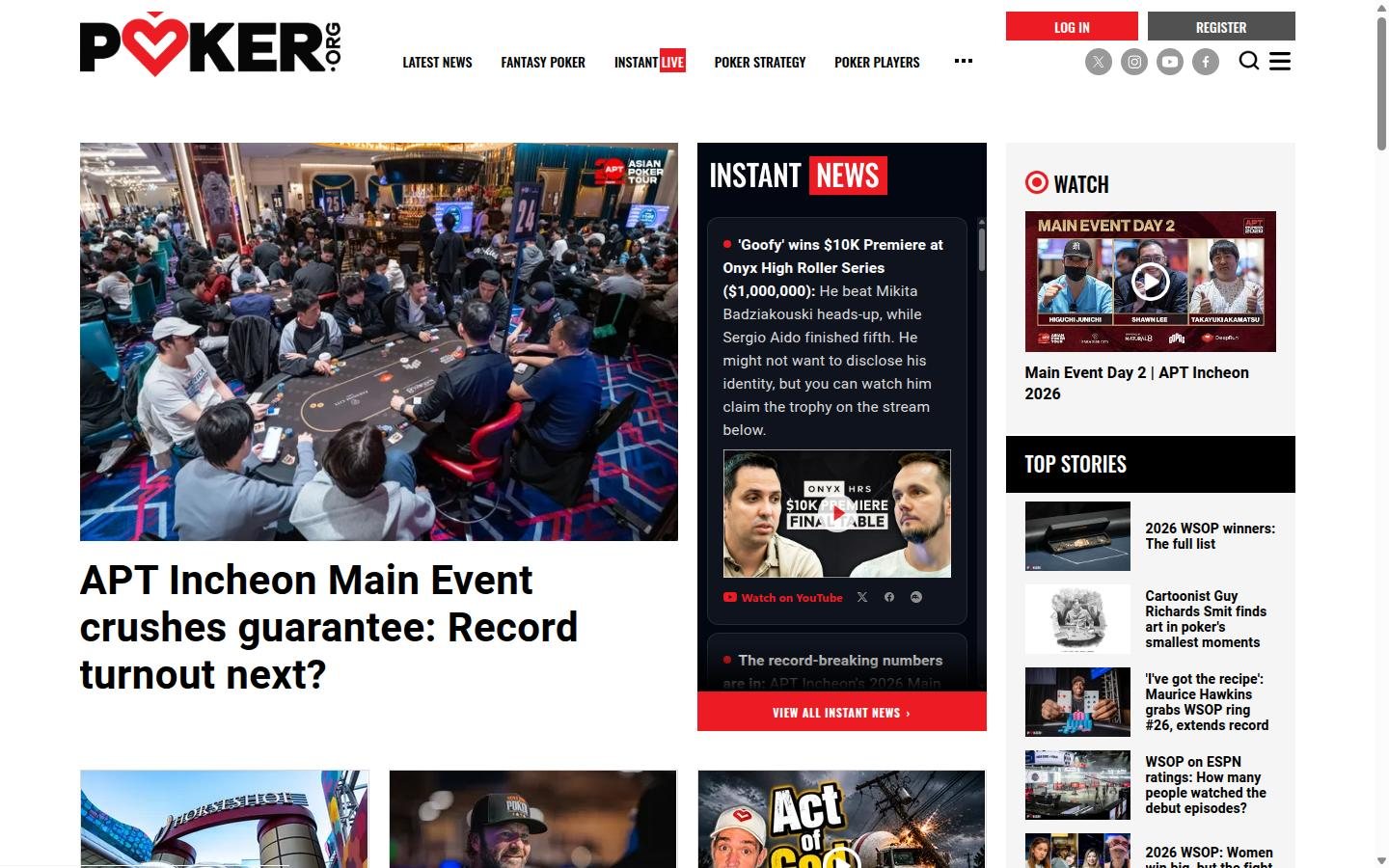 Poker.org homepage screenshot