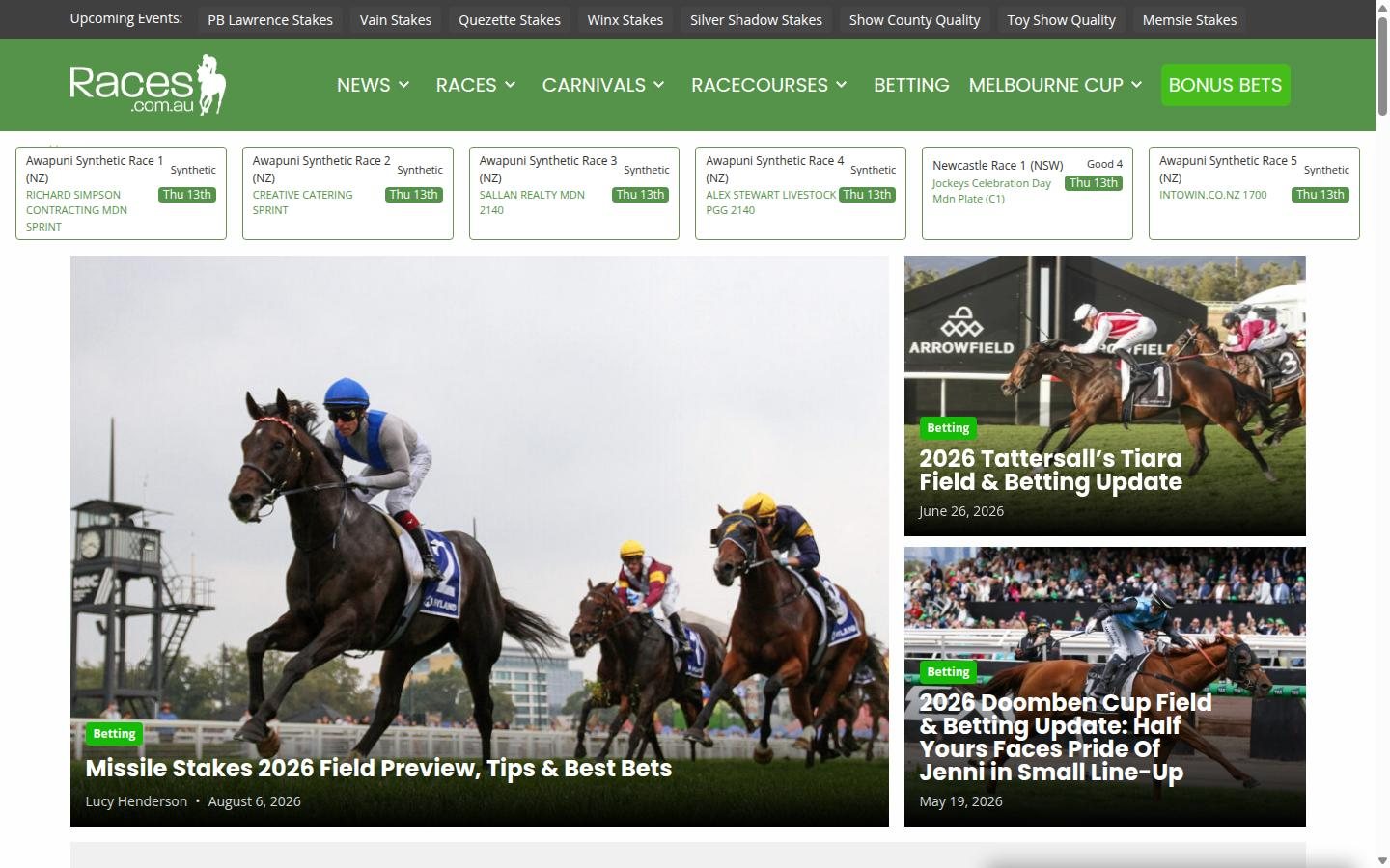 Races.com.au homepage screenshot