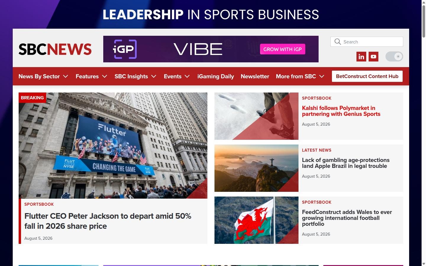 SBC News homepage screenshot