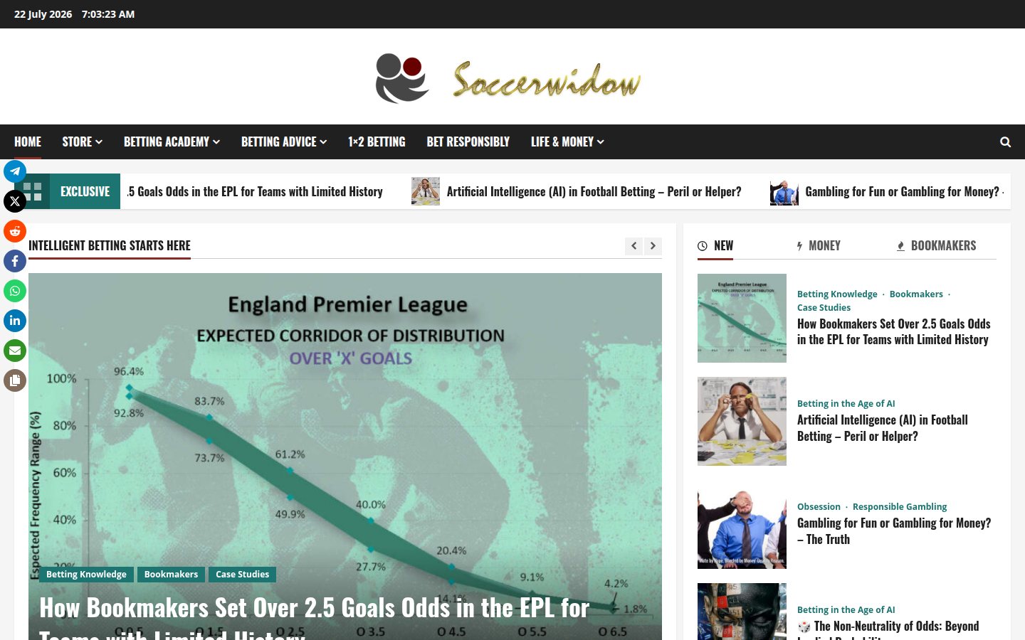 Soccerwidow homepage screenshot