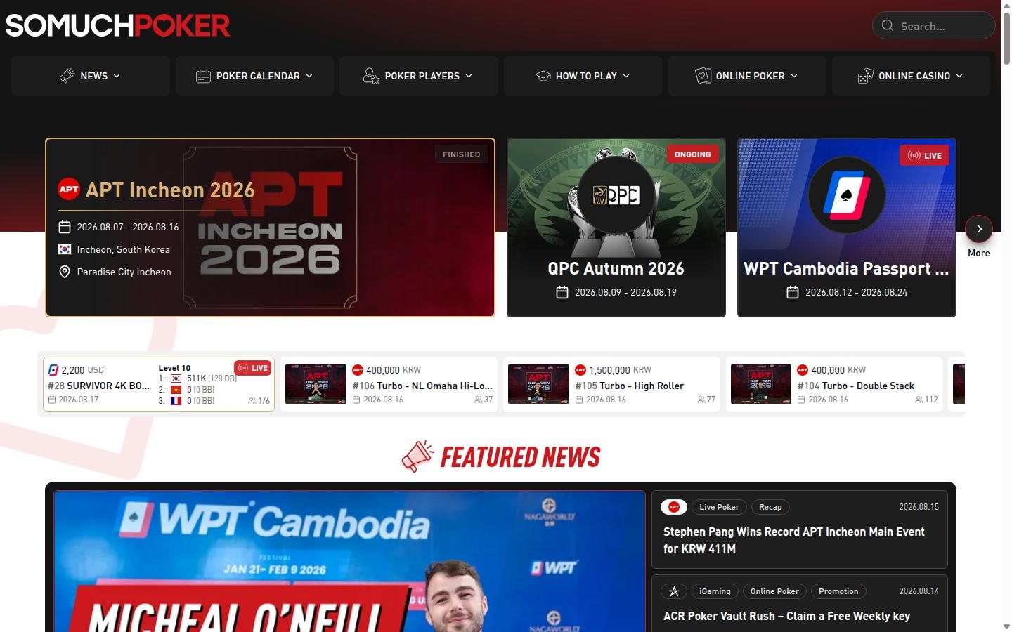 SoMuchPoker homepage screenshot