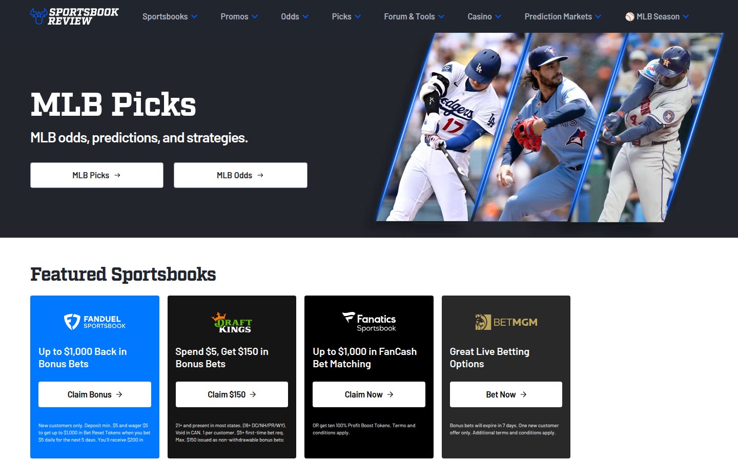 Sportsbook Review homepage screenshot