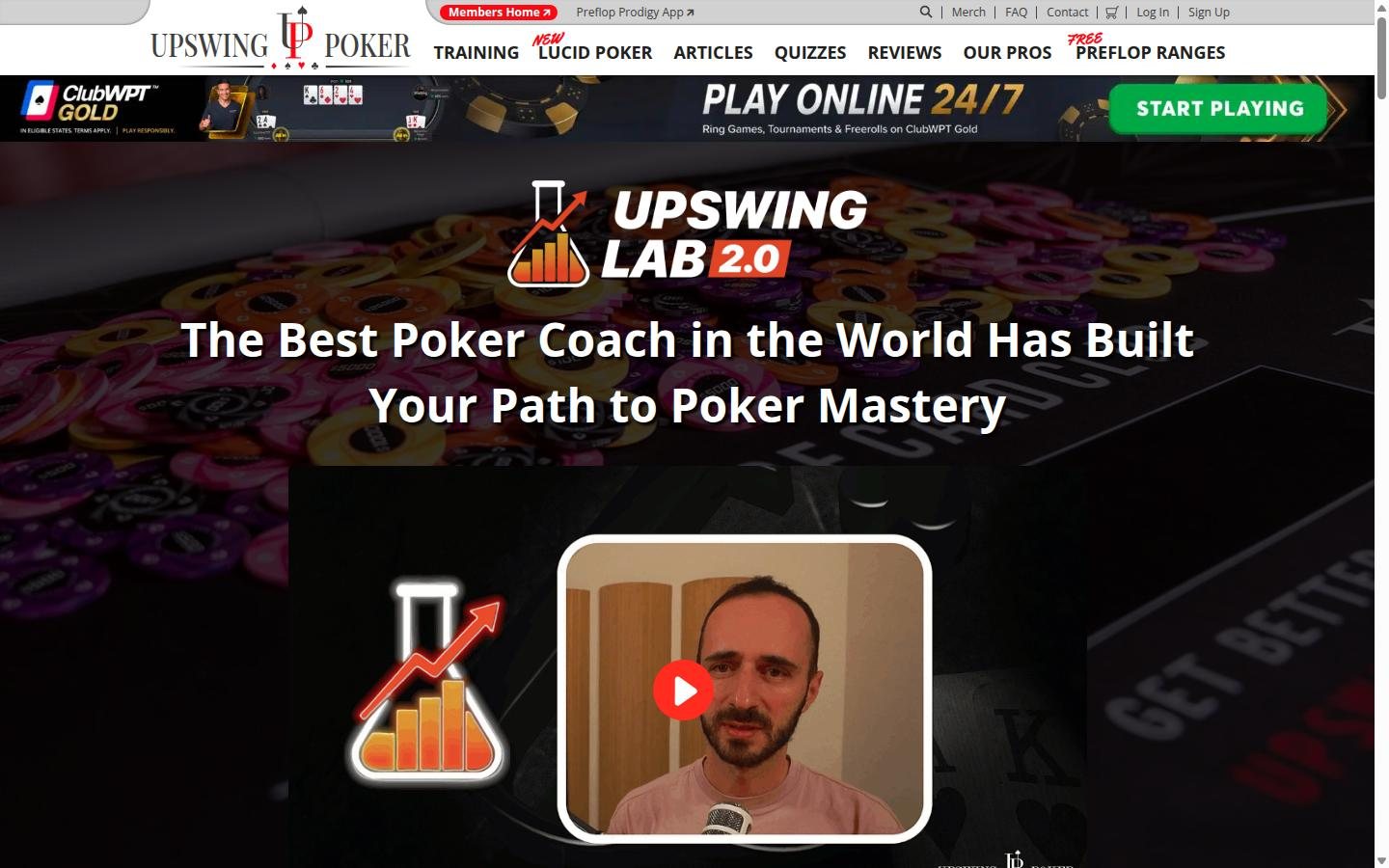 Upswing Poker homepage screenshot