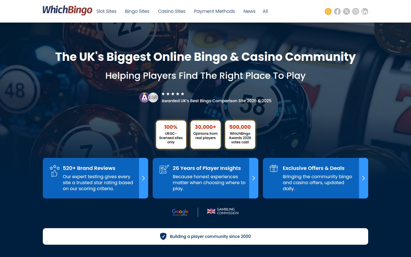 WhichBingo homepage screenshot